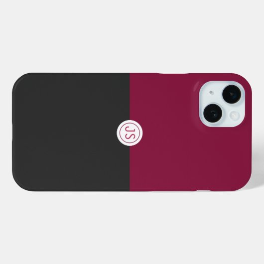Elegant Burgundy and Black Monogram Case-Mate iPhoneケース (裏面 (横))