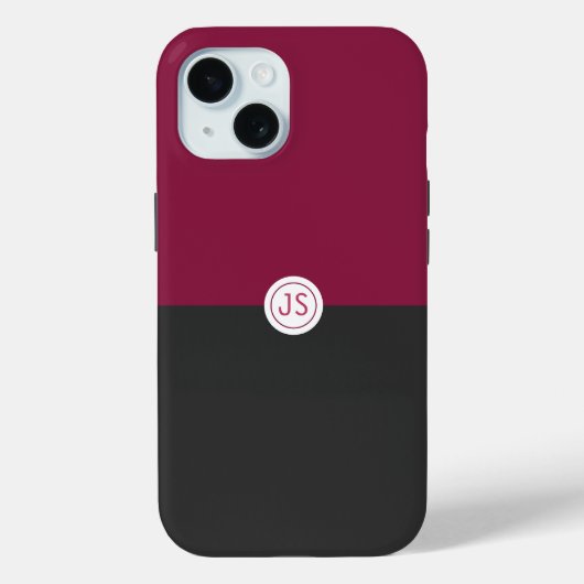 Elegant Burgundy and Black Monogram Case-Mate iPhoneケース (裏面)