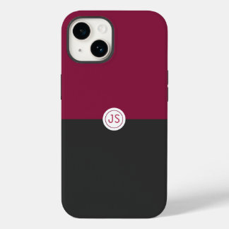 Elegant Burgundy and Black Monogram Case-Mate iPhone 14ケース