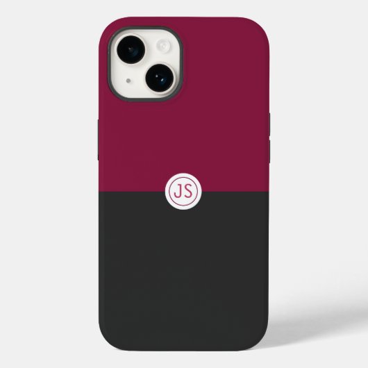 Elegant Burgundy and Black Monogram Case-Mate iPhoneケース (裏面)