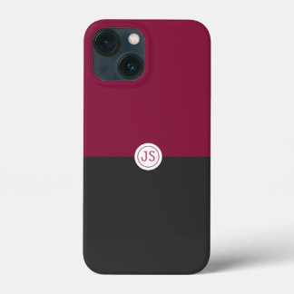 Elegant Burgundy and Black Monogram iPhone 13 Miniケース