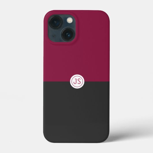 Elegant Burgundy and Black Monogram Case-Mate iPhoneケース (裏面)