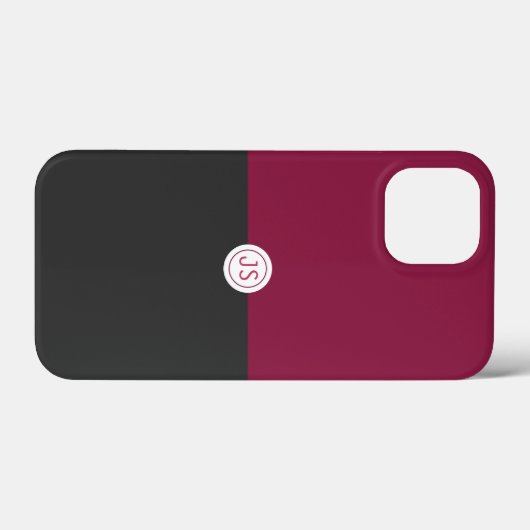 Elegant Burgundy and Black Monogram Case-Mate iPhoneケース (裏面 (横))