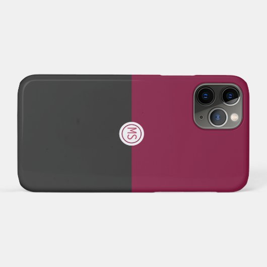 Elegant Burgundy and Black Monogram Case-Mate iPhoneケース (裏面(横))