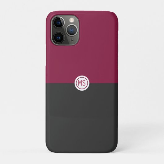 Elegant Burgundy and Black Monogram Case-Mate iPhoneケース (裏)