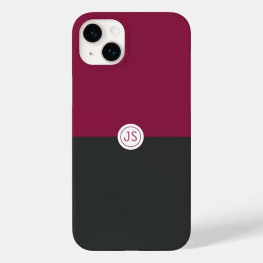 Elegant Burgundy and Black Monogram Case-Mate iPhoneケース (裏面)