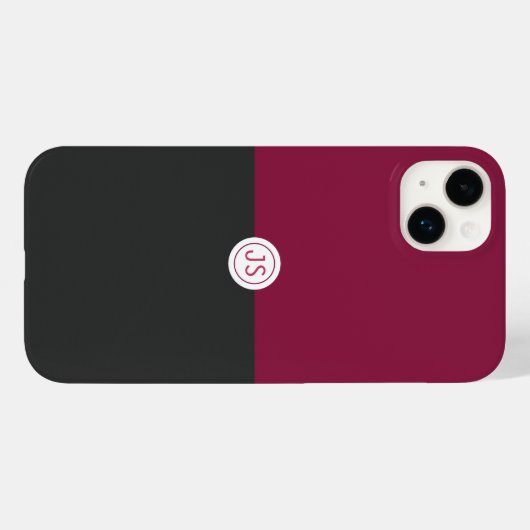 Elegant Burgundy and Black Monogram Case-Mate iPhoneケース (裏面 (横))