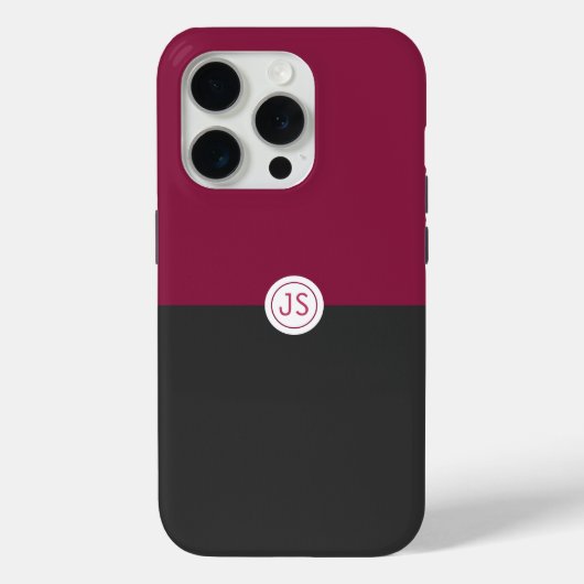 Elegant Burgundy and Black Monogram Case-Mate iPhoneケース (裏面)