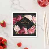 Elegant Burgundy and Blush Peony Floral Wedding スタンダードカクテルナプキン (インサイチュ)