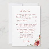 Elegant Burgundy and Crimson Blush Floral Wedding 招待状 (裏面)