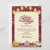 Elegant Burgundy and Gold Iftar Invitation Lantern 招待状 (裏面)