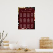 Elegant Burgundy and Gold Marble Wedding ポスター (キッチン)