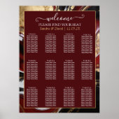 Elegant Burgundy and Gold Marble Wedding ポスター (正面)