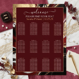 Elegant Burgundy and Gold Marble Wedding ポスター
