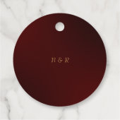 Elegant Burgundy and Gold Monogram Wedding フェイバータグ (裏面)