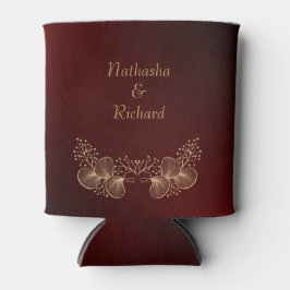 Elegant Burgundy and Gold Monogram Wedding 缶クーラー