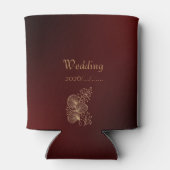 Elegant Burgundy and Gold Monogram Wedding 缶クーラー (裏面)