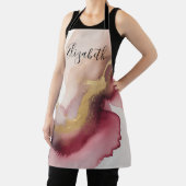 Elegant Burgundy and Gold Watercolor Art エプロン (インサイチュ)