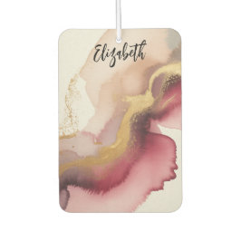 Elegant Burgundy and Gold Watercolor Art カーエアーフレッシュナー