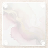 Elegant Burgundy and Gold Watercolor Art ガラスコースター (裏面)