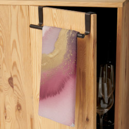 Elegant Burgundy and Gold Watercolor Art キッチンタオル