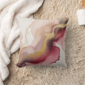 Elegant Burgundy and Gold Watercolor Art クッション (ブランケット)