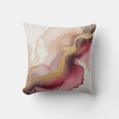 Elegant Burgundy and Gold Watercolor Art クッション (正面)