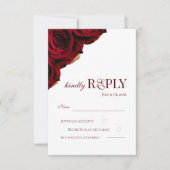 Elegant Burgundy and White Roses Wedding 出欠カード (正面)