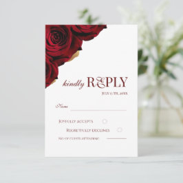Elegant Burgundy and White Roses Wedding 出欠カード