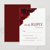 Elegant Burgundy and White Roses Wedding 出欠カード (正面/裏面)