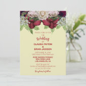 Elegant Burgundy Blush Floral Wedding 招待状 (スタンド正面)