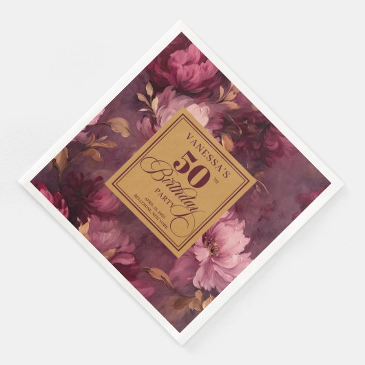Elegant Burgundy Blush Gold Roses 50th Birthday (コーナー)