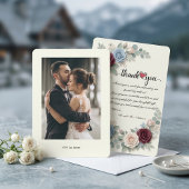 Elegant Burgundy Botanical Photo Wedding サンキューカード