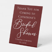 Elegant Burgundy Bridal Shower Custom Welcome 台座サイン (正面)