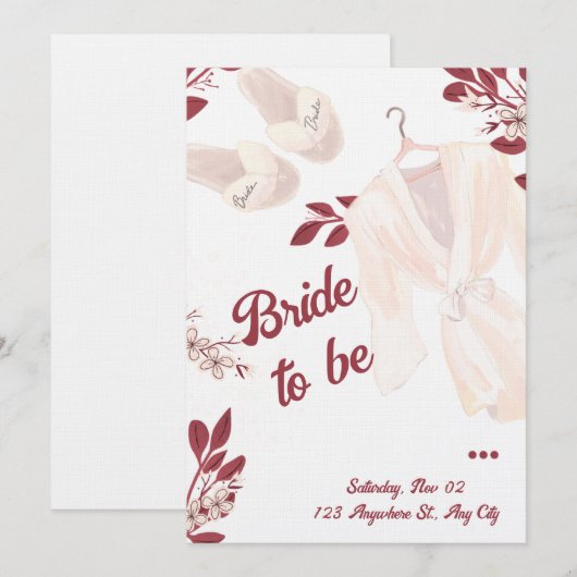 Elegant Burgundy Bridal Shower Invite 招待状 (正面/裏面)