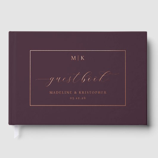 Elegant Burgundy Calligraphy ゲストブック (正面)