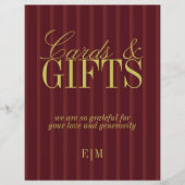 Elegant Burgundy Cards and Gifts Wedding Sign (正面)