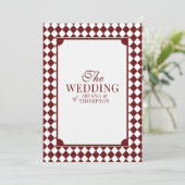 Elegant Burgundy Checkered Old Money Wedding 招待状 (スタンド正面)
