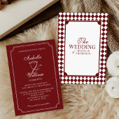 Elegant Burgundy Checkered Old Money Wedding 招待状