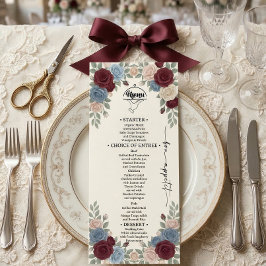 Elegant Burgundy Chic Wedding Menu メニュー