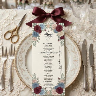 Elegant Burgundy Chic Wedding Menu メニュー