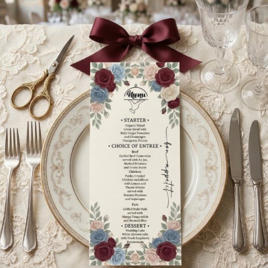 Elegant Burgundy Chic Wedding Menu メニュー
