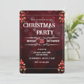 Elegant Burgundy Christmas Party Invitation Card 招待状 (スタンド正面)