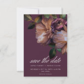 Elegant Burgundy Classic Moody Floral Photo セーブザデート (正面)