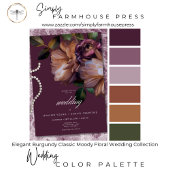 Elegant Burgundy Classic Moody Floral Wedding 招待状