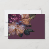 Elegant Burgundy Classic Moody Floral Wedding QR 出欠カード (裏面)