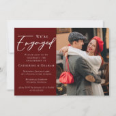 Elegant Burgundy Couple Photo Engagement Party 案内状 (正面)