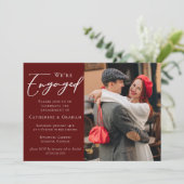 Elegant Burgundy Couple Photo Engagement Party 案内状 (スタンド正面)