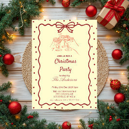 Elegant Burgundy & Cream Christmas Party Invitatio シーズンカード