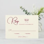 Elegant Burgundy Cream Ivory Bow Wedding RSVP Card (スタンド正面)